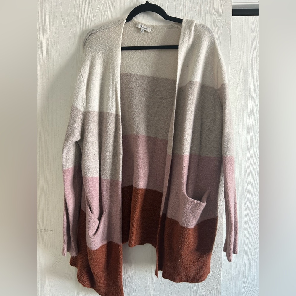 Colorblock Open Front Cardigan